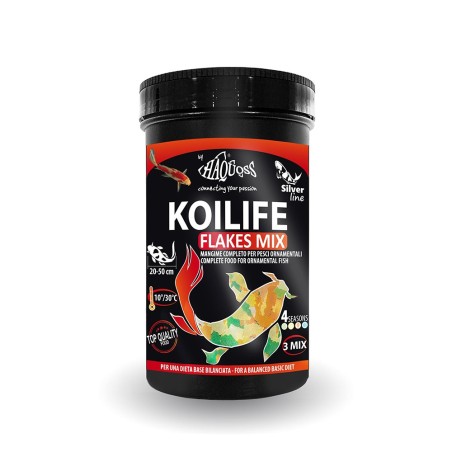 Haquoss KoiLife Flakes Mix 1000ml/120gr - mangime base in fiocchi per pesci da laghetto