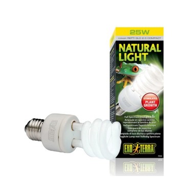 ExoTerra Repti Glo Compact 2.0 25W Attacco E27 - Lampada per terrari a spettro completo