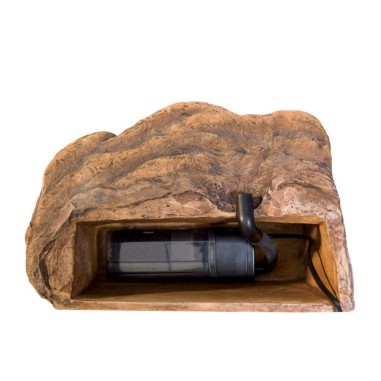 Exoterra Turtle Cliff Large - Roccia + Filtro con Tripla Azione per Acqua Terrari- Misure cm 37x23x23,5H