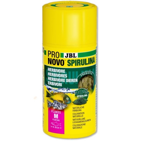 JBL ProNovo Spirulina Flakes M - Mangime in fiocchi a base di spirulina per tutti i pesci da 8 a 20 cm