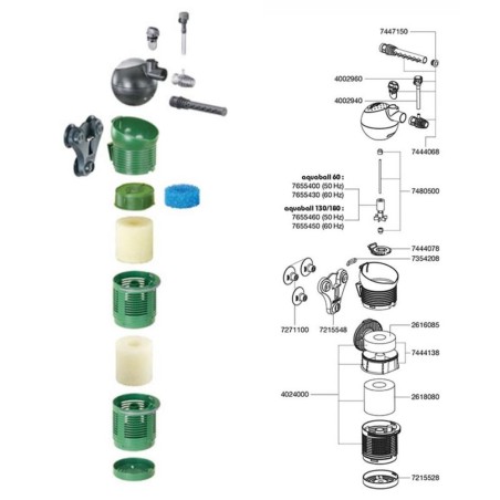 Eheim Aquaball Filtro Interno Modulare Completo di Pompa Regolabile, Sistema Venturi e Spray Bar