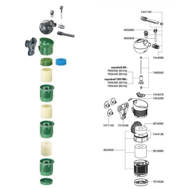 Eheim Aquaball Filtro Interno Modulare Completo di Pompa Regolabile, Sistema Venturi e Spray Bar