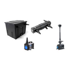 SunSun Kit ECO CBF fino a 12000 litri con filtro biologico, pompa risparmio energetico, UV-C e giochi d'acqua