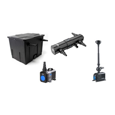 SunSun Kit ECO CBF fino a 12000 litri con filtro biologico, pompa risparmio energetico, UV-C e giochi d'acqua