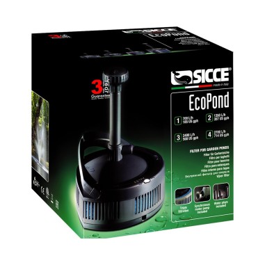 Sicce Ecopond 2 - Filtro Interno per Laghetti Portata 1350L/H Prevalenza 160cm Cavo 10 Metri