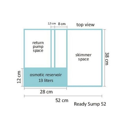 Blau Aquaristic Ready Sump 52 - sump in vetro a scomparti 80L cm52x38x40/50h Blau Aquaristic Ready Sump 52 - sump in vetro a scomparti 80L cm52x38x40/50h