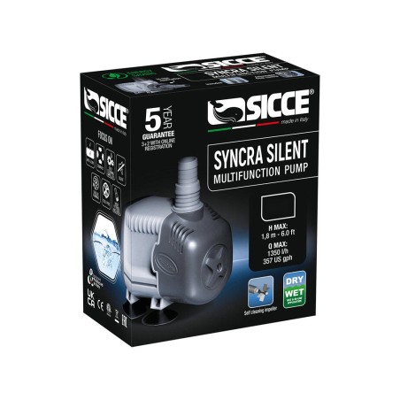 Sicce Syncra Silent Pompa con Portata Regolabile per Utilizzo Dentro/Fuori dall'acqua