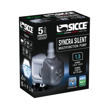 Sicce Syncra Silent Pompa con Portata Regolabile per Utilizzo Dentro/Fuori dall'acqua