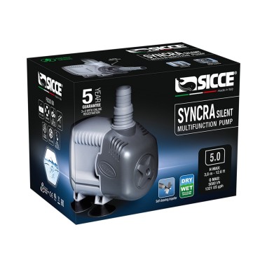 Sicce Syncra Silent Pompa con Portata Regolabile per Utilizzo Dentro/Fuori dall'acqua