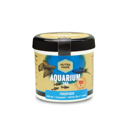 Nutramare Aquarium360 Zierfisch-Hauptfutter Ø0,5-1mm 250ml - granulato Premium per pesci d'acqua dolce