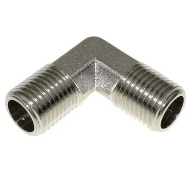 Raccordo a Gomito in acciaio 1/8x1/8 filetto maschio per impianti di CO2