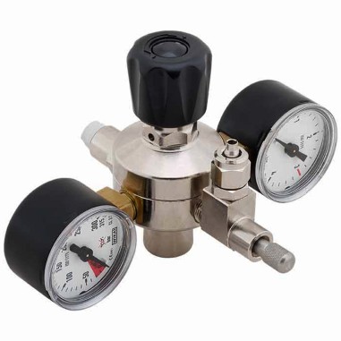 Riduttore di pressione Professional con manometri di alta e bassa pressione - per bombole CO2 ricaricabili standard