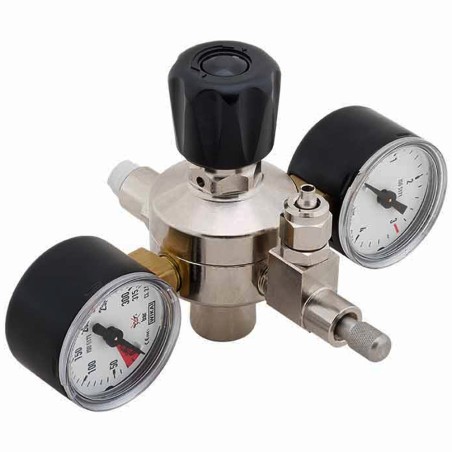 Riduttore di pressione Professional con manometri di alta e bassa pressione - per bombole CO2 ricaricabili standard