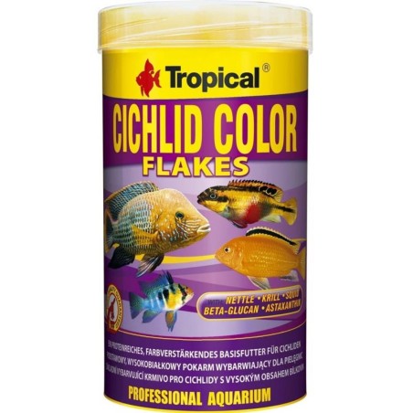 Tropical Cichlid Color Flakes - Mangime Base Intensifica i Colori dei Ciclidi con beta-glucano e ortiche
