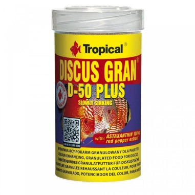 Tropical Discus Gran D-50 Plus - mangime granulare con astaxantina che intensifica i colori dei Discus