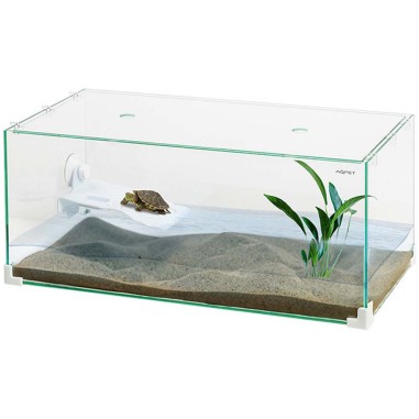 Aqpet Tortuga 40 - tartarughiera cm40x24x17h con coperchio e isolotto