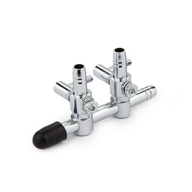 AquariumLine Rubinetto Aria in Metallo a 2 uscite con leva regolazione flusso per ogni singola uscita