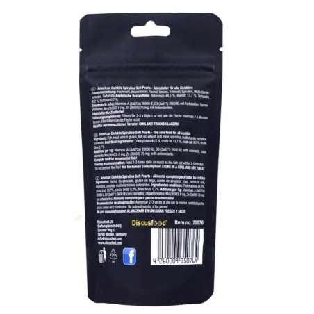 Discusfood American Cichlid Spirulina Soft Pearls 80gr - mangime completo per ciclidi sud-americani Discusfood American Cichlid Spirulina Soft Pearls 80gr - mangime completo per ciclidi sud-americani