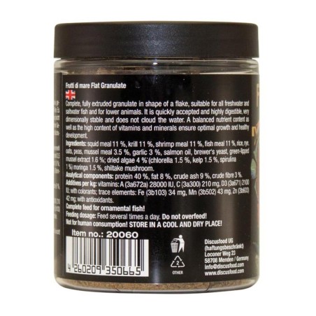 Discusfood Frutti di Mare 300ml/65gr - fioccato a base di granulato estruso per acqua dolce e marina Discusfood Frutti di Mare 300ml/65gr - fioccato a base di granulato estruso per acqua dolce e marina