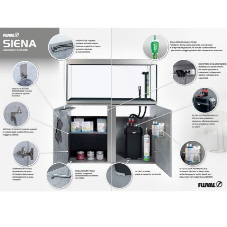 Fluval Siena 330 Combo - acquario 332L cm110x55x55h accessoriato e completo di supporto