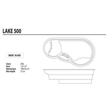 Laghetto Termoformato Capacità 500 Litri Misure cm190x105x52H - Garanzia 15 Anni