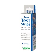 Velda Aqua Test Strips 6in1 50pz- strisce per la misurazione di pH,GH,KH,NO2,NO3,Cl2 in acquari e laghetti