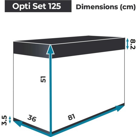 Aquael OptiSet 125 cm81x36x51h senza supporto - acquario in extrachiaro con illuminazione LED