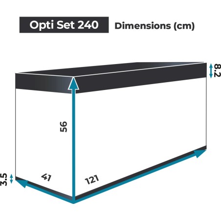 Aquael OptiSet 240 cm121x41x56h senza supporto - acquario in extrachiaro con illuminazione LED
