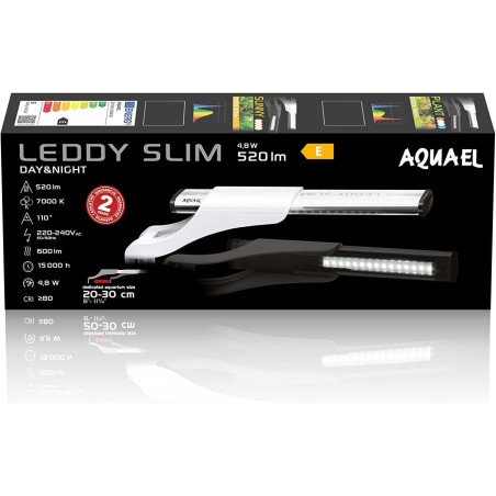 Aquael Leddy Slim Sunny D&N 5W 20-30cm - plafoniera LED 6500°K per acqua dolce