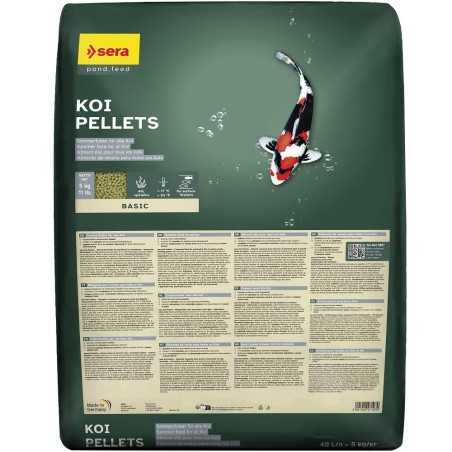 Sera Koi Pellets 40L/5kg - Mangime per l’estate con il 4 % di Spirulina Koi