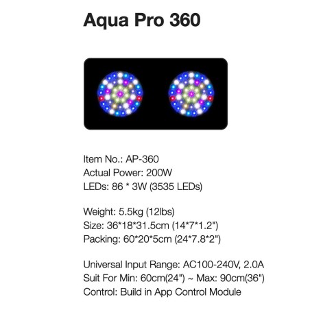 Micmol G6 Aqua Pro 360 200w - plafoniera Led per acquari marini