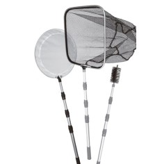 Pond Fishnet Kit 3in1 telescopico da 60 a 180cm in Alluminio - retino per pesci più retino per pulizia più scovolino