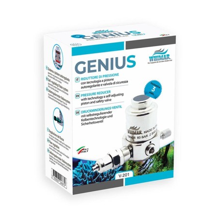 Whimar Genius mod. V201 con manometro di alta pressione - riduttore di pressione per bombole CO2 usa e getta passo 10x1