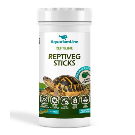 AquariumLine Reptiveg Sticks barattolo da 1000ml/200gr - alimento base per tartarughe terrestri e rettili erbivori