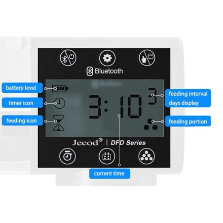 Jebao DFD-250 - mangiatoia automatica con connessione Bluetooth e display LCD
