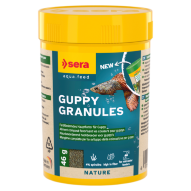 Sera Nature Guppy Granules - Mangime vegetale in granuli morbidi che affondano lentamente
