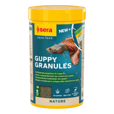 Sera Nature Guppy Granules - Mangime vegetale in granuli morbidi che affondano lentamente