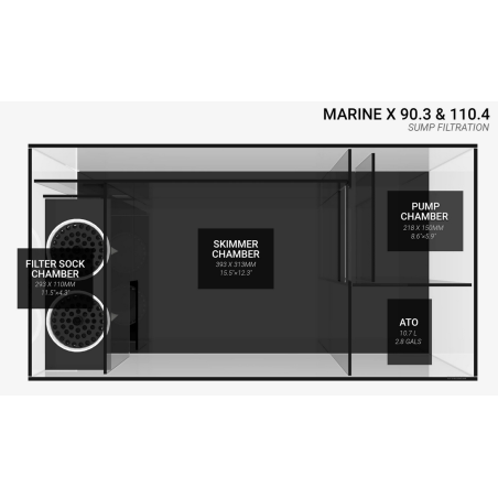 WaterBox Acquario MARINE X 90.3 cm90x50x55h con Sump senza supporto