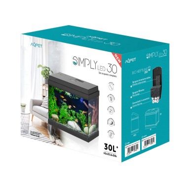 Aqpet Simply LED 30 nero - acquario cm39x22x30h...