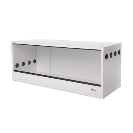 Diversa terrario in legno bianco 100x40x40h - con sportelli scorrevoli in vetro