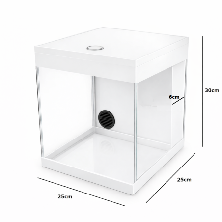 AquariumLine Cube Complete 25 Bianco - acquario cubico cm25x25x30h con filtro posteriore, pompa e illuminazione LED