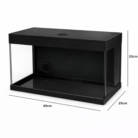 AquariumLine Tank Complete 40 Nero - acquario cm40x25x32h con filtro posteriore, pompa e illuminazione LED