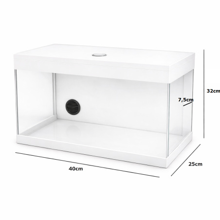 AquariumLine Tank Complete 40 Bianco - acquario cm40x25x32h con filtro posteriore, pompa e illuminazione LED