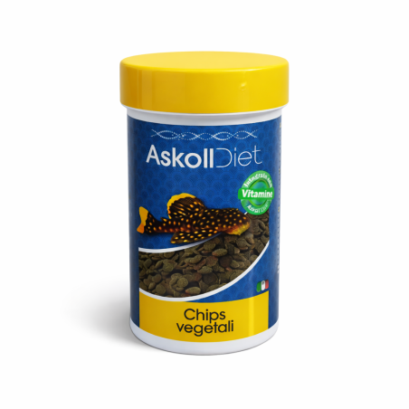 Askoll Diet Chips Vegetali 100ml/50gr - Alimento a base vegetale a rapido affondamento per pesci da fondo