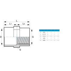 PVC Manicotto Femmina ad Incollaggio Femmina Filettata - ¾ pollice - diametro 25 2