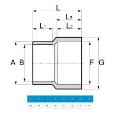 PVC Manicotto Ridotto ad incollaggio - diametro 40/32-16 2