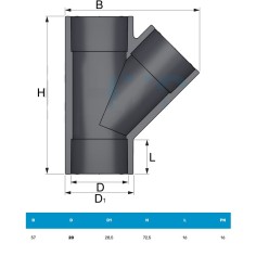 PVC Raccordo Ti 45° ad incollagio Femmina- Ø 20 2