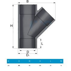 PVC Raccordo Ti 45° ad incollagio Femmina- Ø 50 2