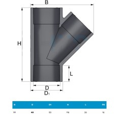 PVC Raccordo Ti 45° ad incollagio Femmina- Ø 40 2