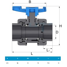 PVC Valvola di chiusura a sfera con doppia ghiera ad... 2